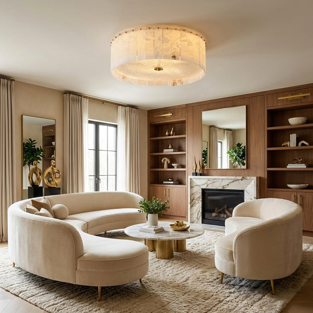 Alabaster Disc Flush Mount Ceiling Light | wildoxy