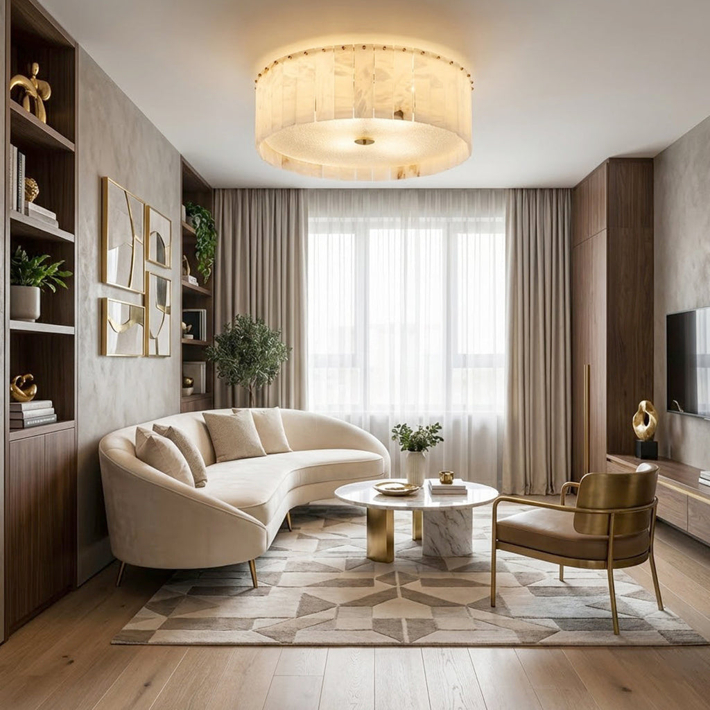 Alabaster Disc Flush Mount Ceiling Light | wildoxy