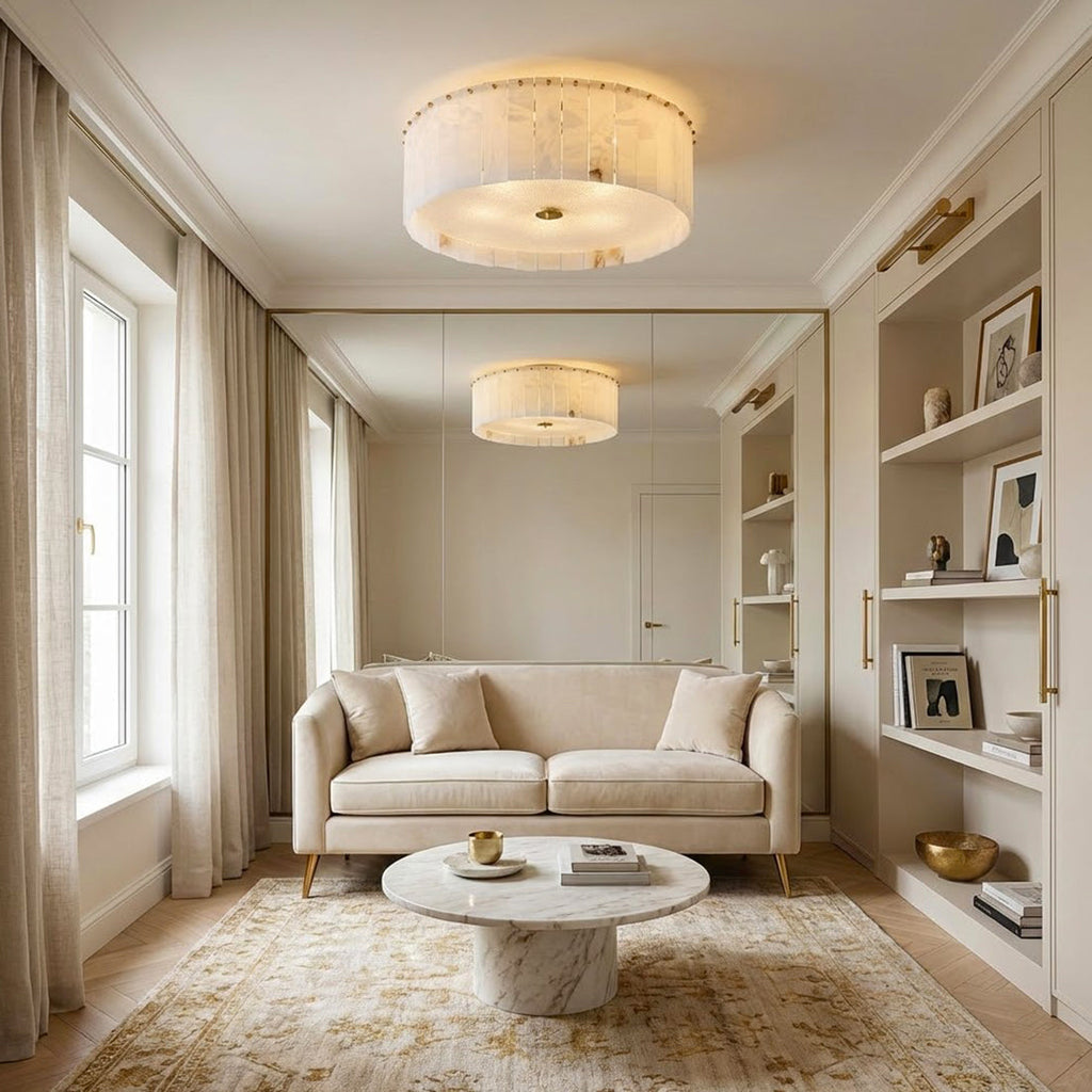 Alabaster Disc Flush Mount Ceiling Light | wildoxy