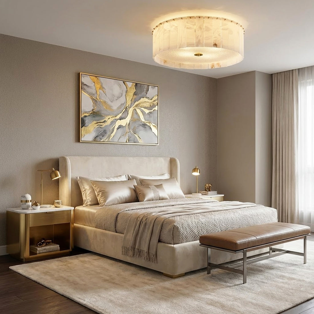 Alabaster Disc Flush Mount Ceiling Light | wildoxy