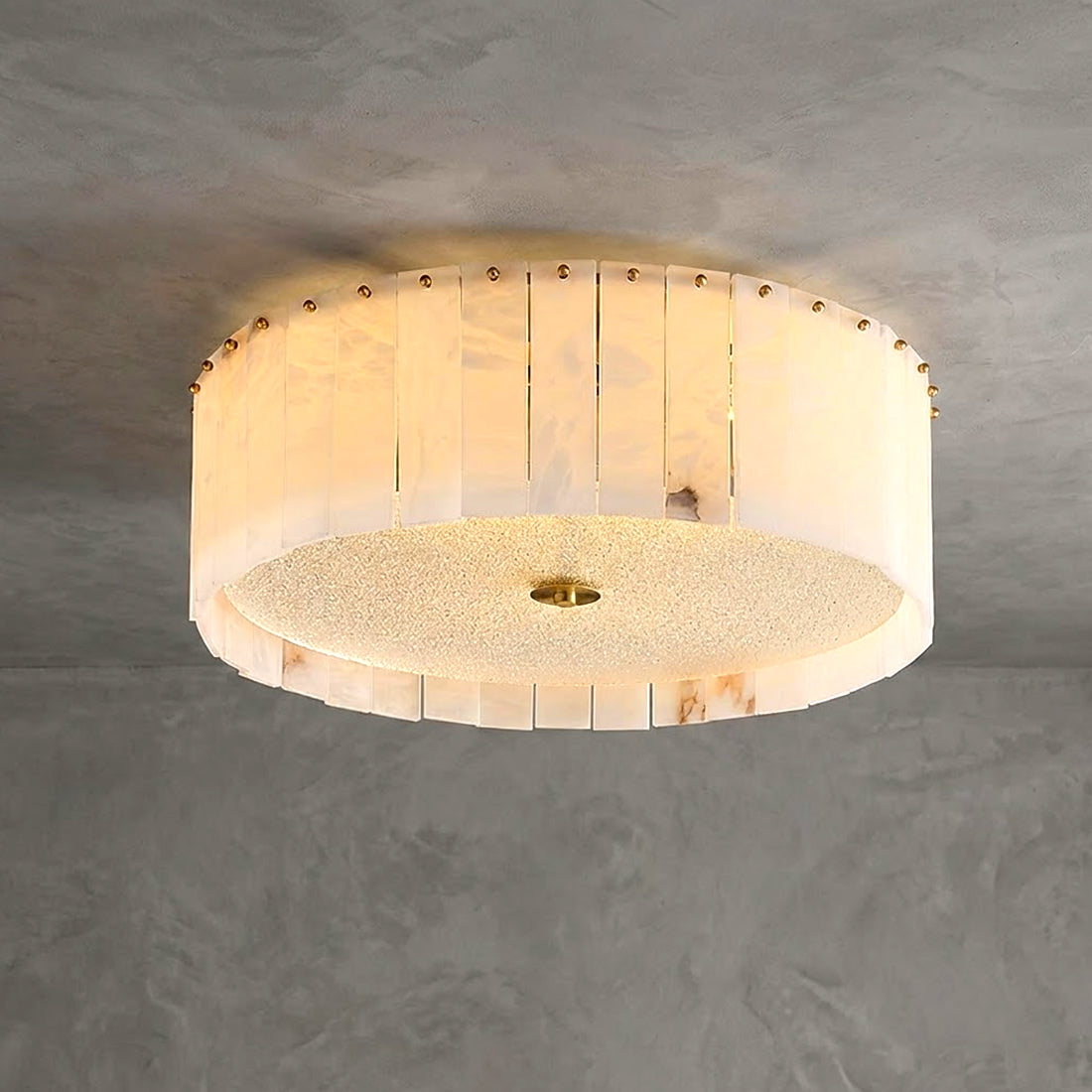 Alabaster Disc Flush Mount Ceiling Light | wildoxy