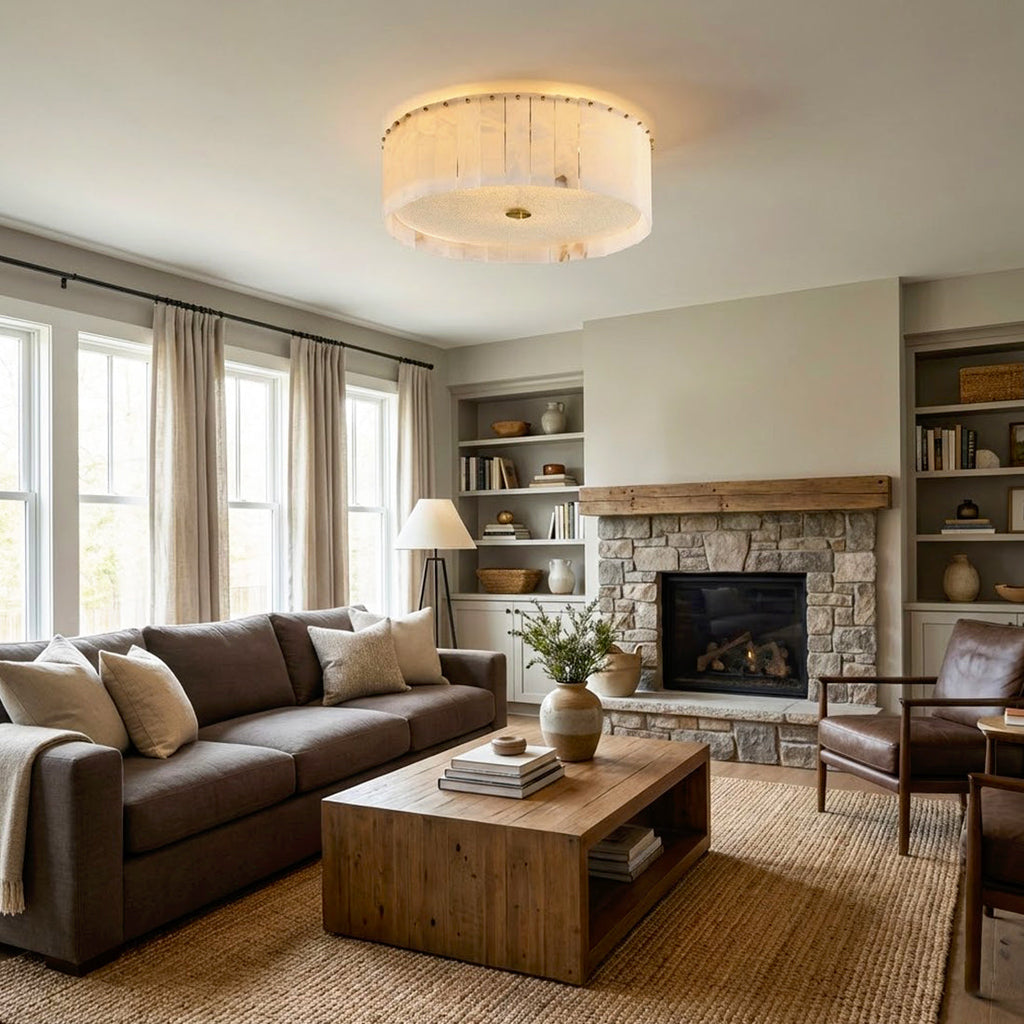 Alabaster Disc Flush Mount Ceiling Light | wildoxy