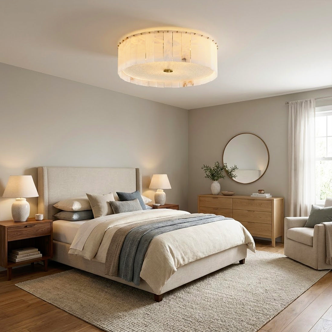 Alabaster Disc Flush Mount Ceiling Light | wildoxy