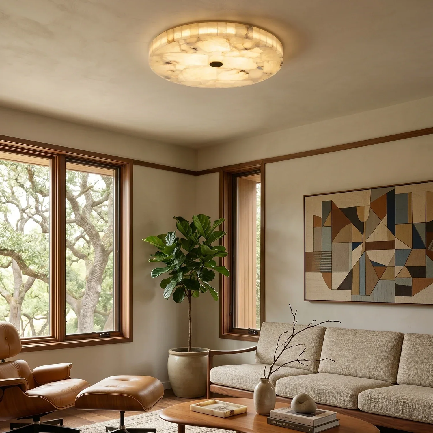 Alabaster  Disk Ceiling Light | wildoxy