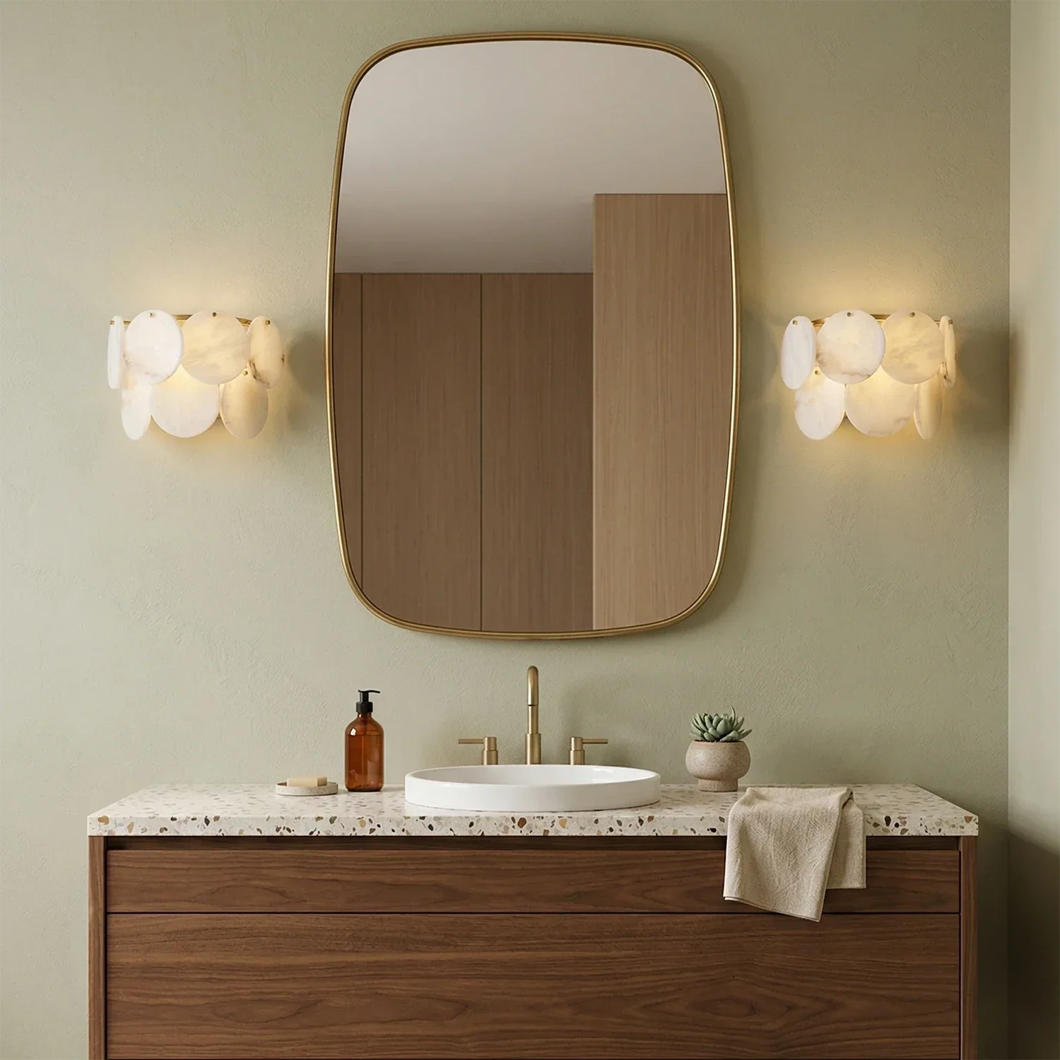 Alabaster Double Layer Round Wall Lamp | wildoxy