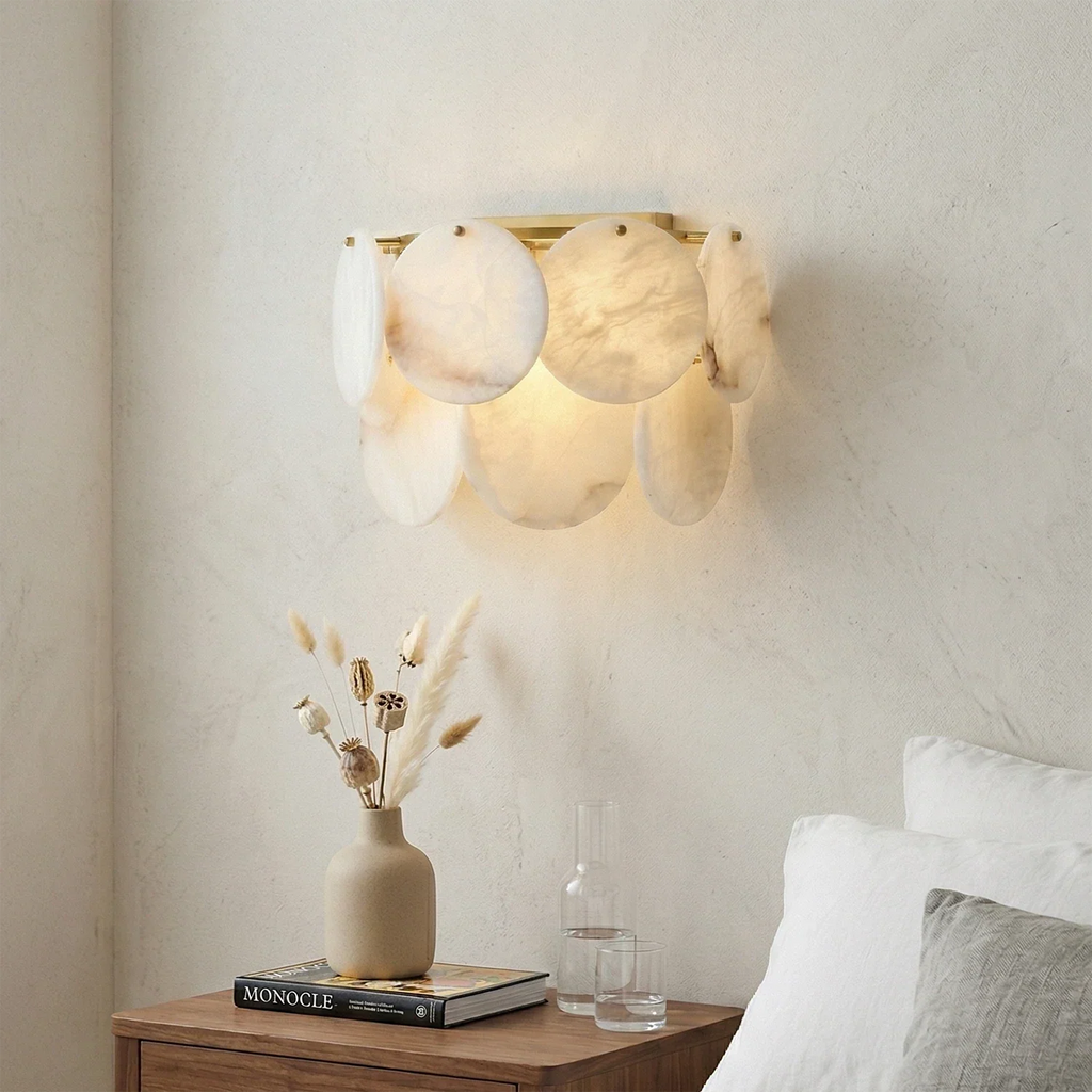 Alabaster Double Layer Round Wall Lamp | wildoxy