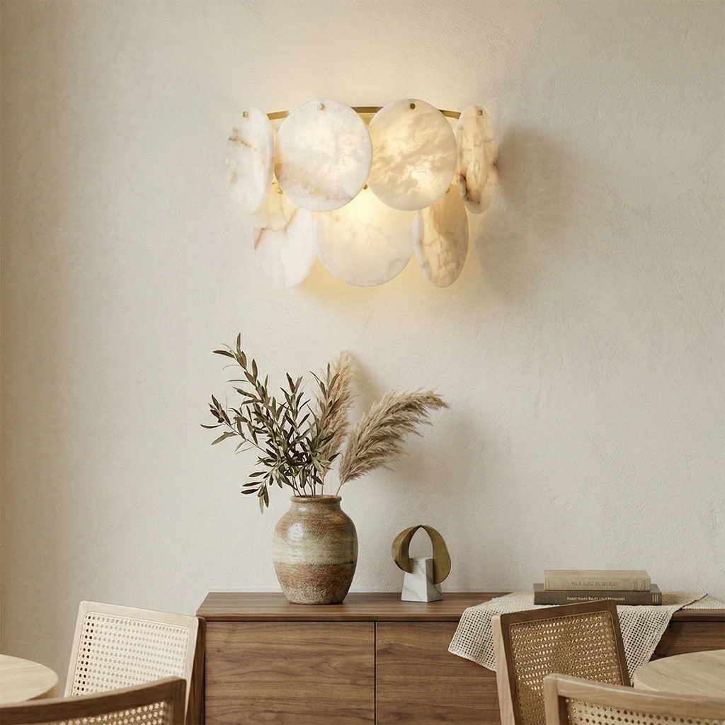 Alabaster Double Layer Round Wall Lamp | wildoxy
