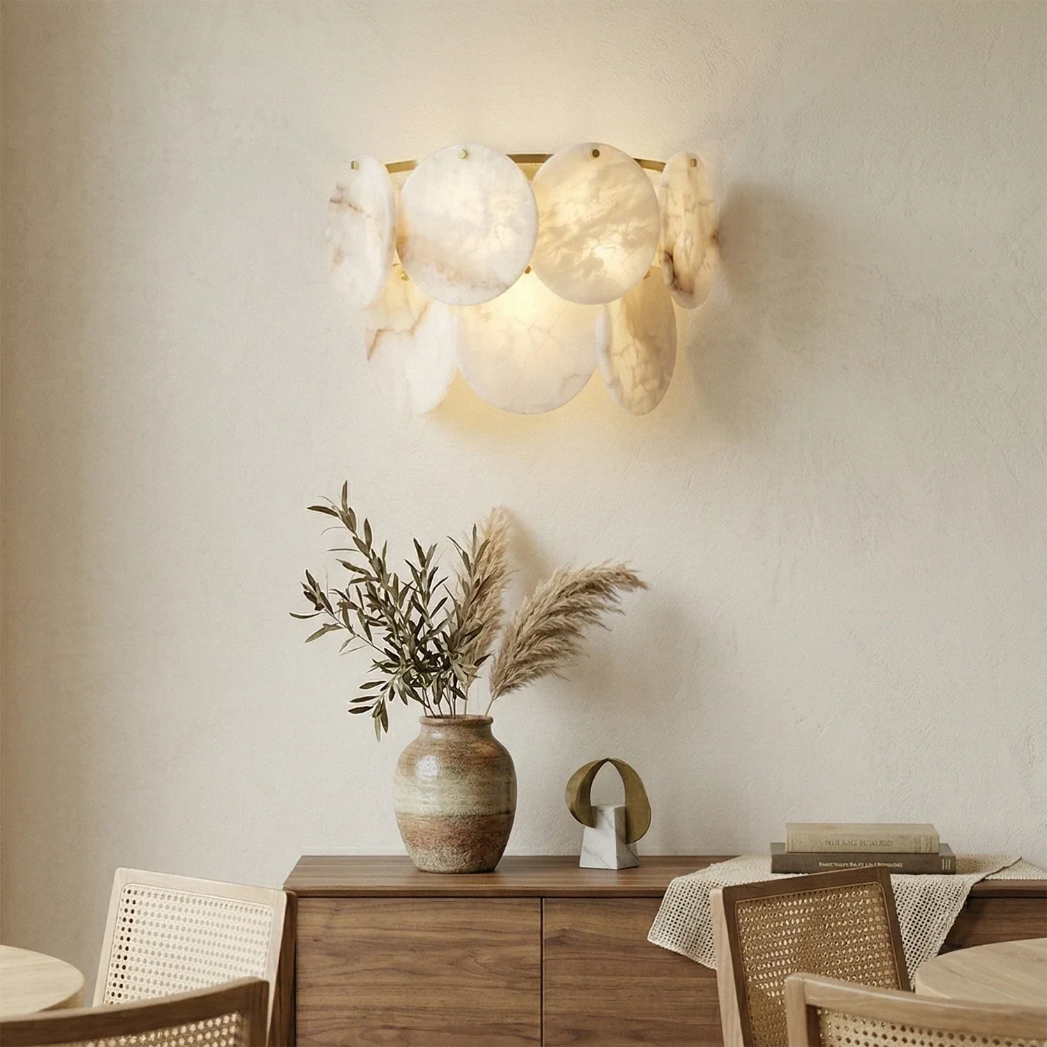Alabaster Double Layer Round Wall Lamp | wildoxy