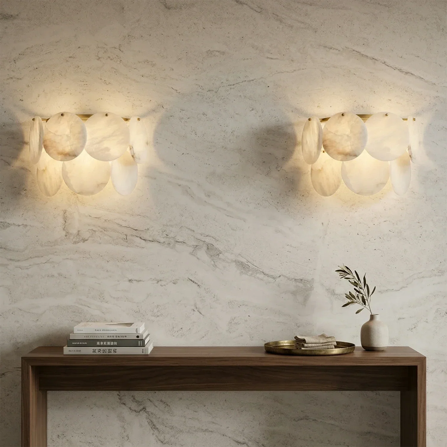 Alabaster Double Layer Round Wall Lamp | wildoxy