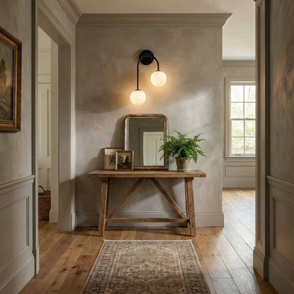 Alabaster Double Spherical U Shape Wall Lamp | wildoxy