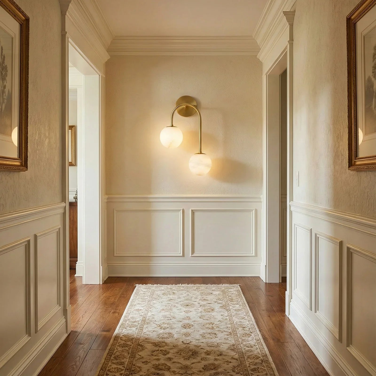 Alabaster Double Spherical U Shape Wall Lamp | wildoxy