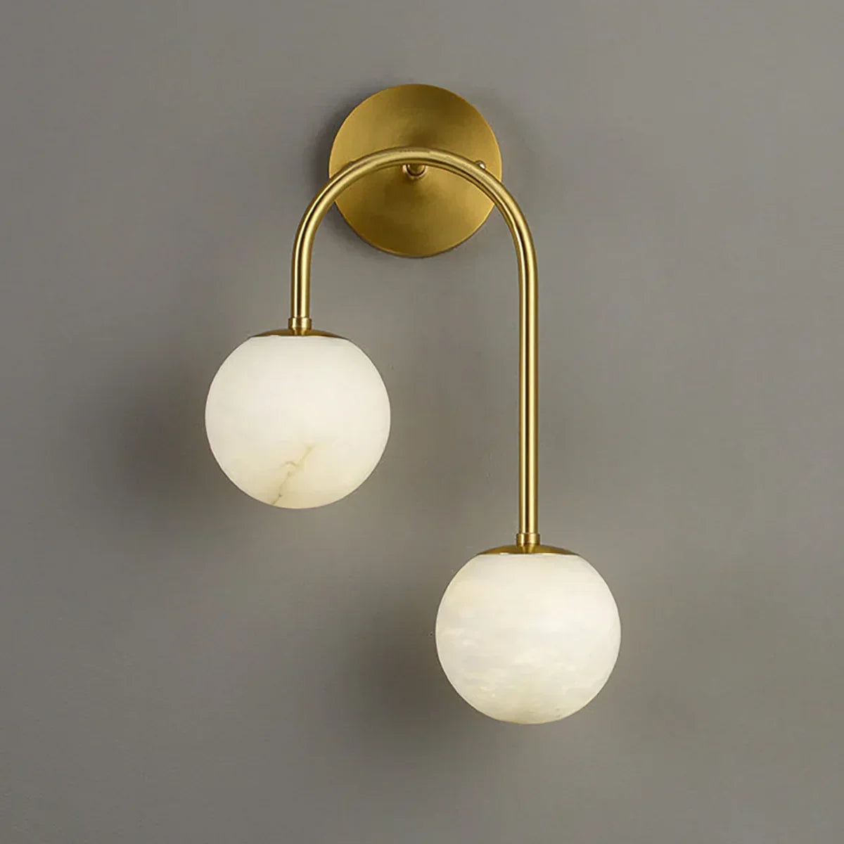 Alabaster Double Spherical U Shape Wall Lamp | wildoxy