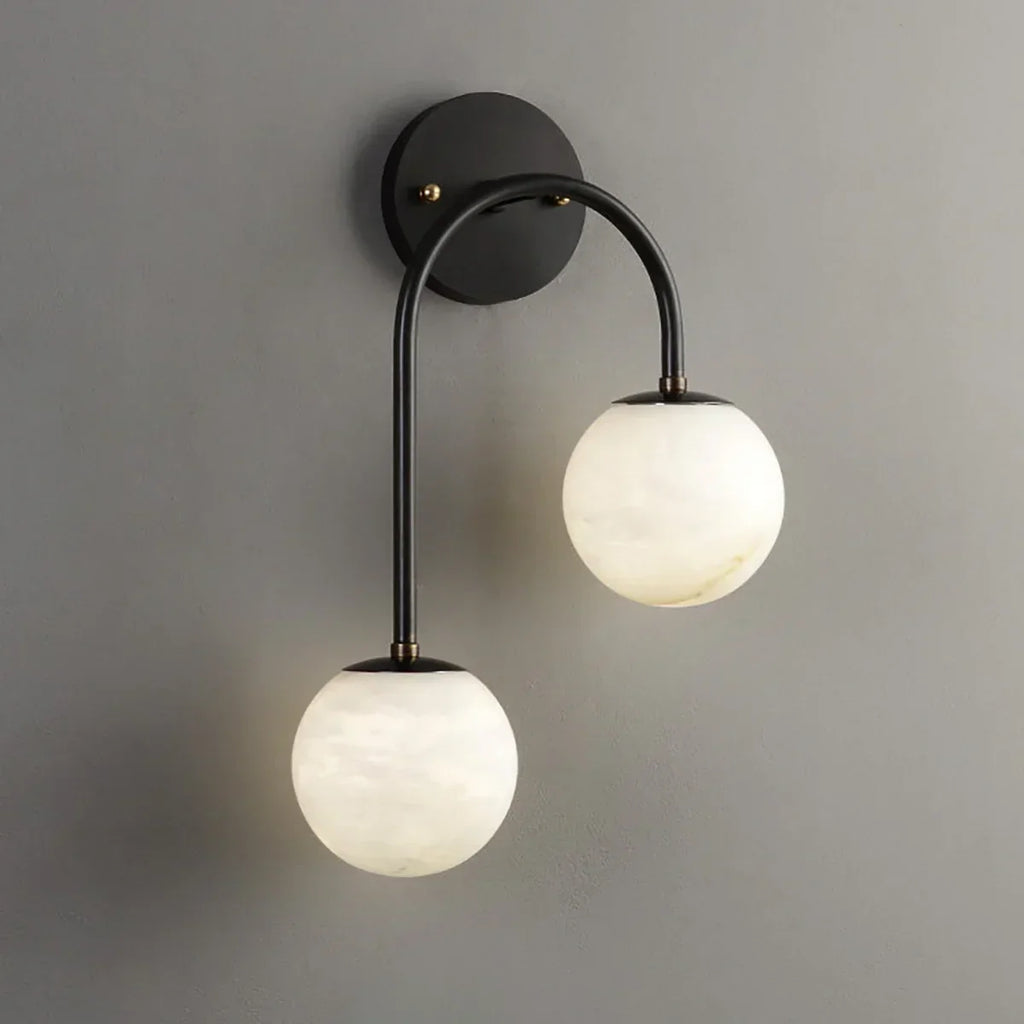Alabaster Double Spherical U Shape Wall Lamp | wildoxy