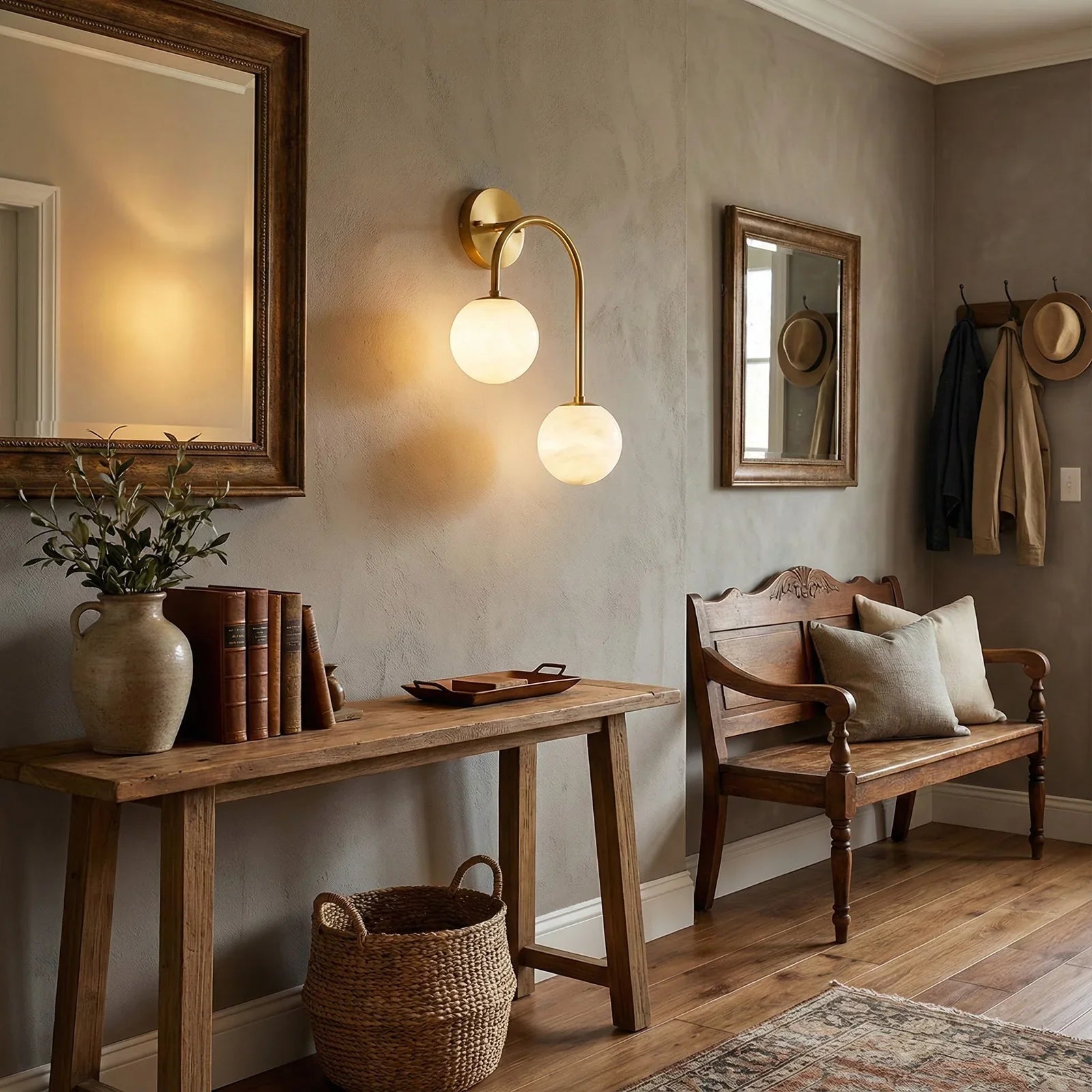 Alabaster Double Spherical U Shape Wall Lamp | wildoxy