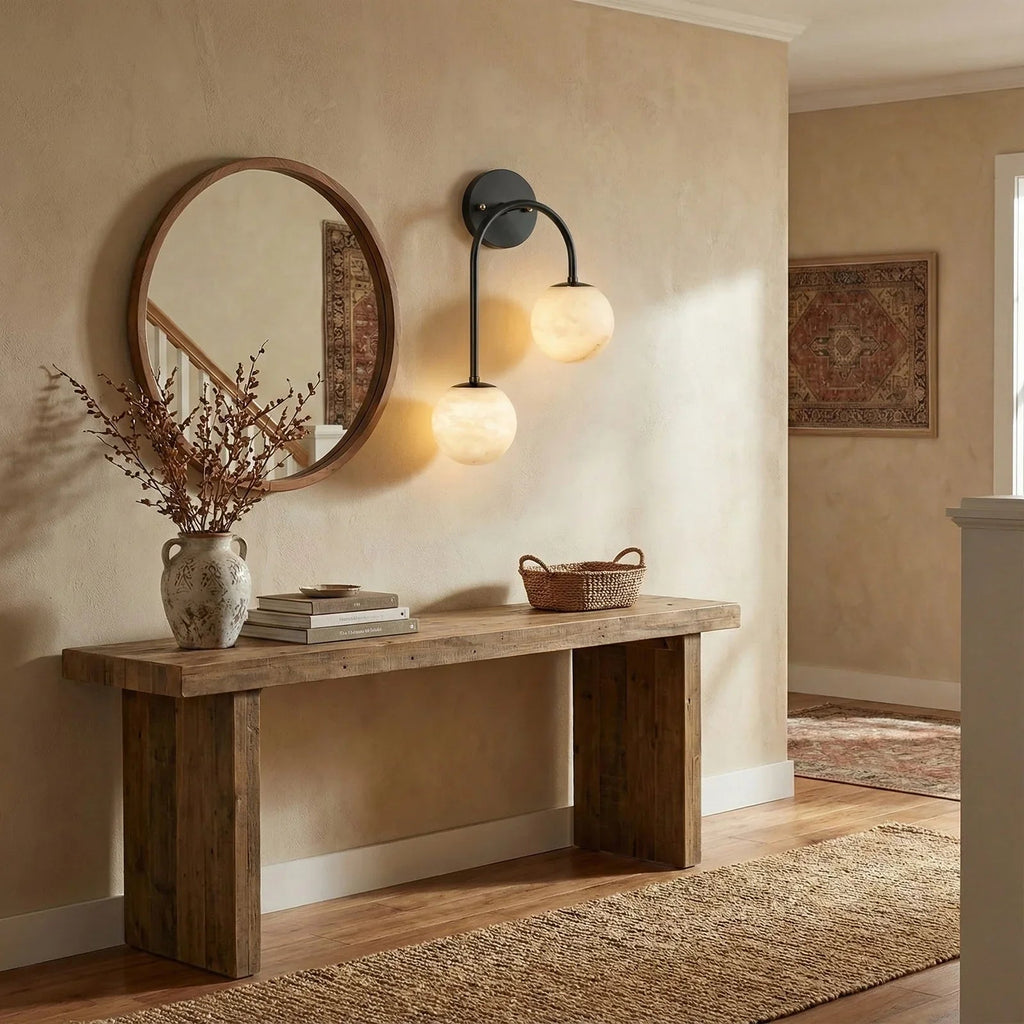 Alabaster Double Spherical U Shape Wall Lamp | wildoxy