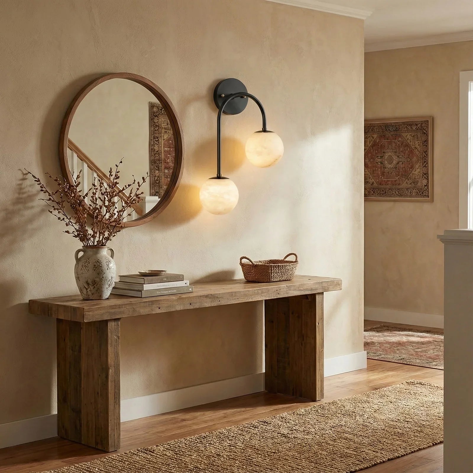 Alabaster Double Spherical U Shape Wall Lamp | wildoxy