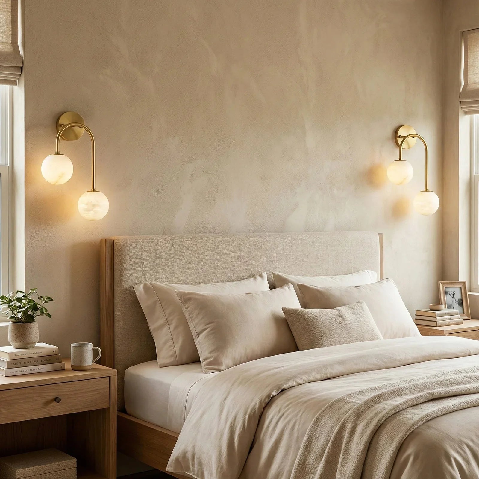 Alabaster Double Spherical U Shape Wall Lamp | wildoxy