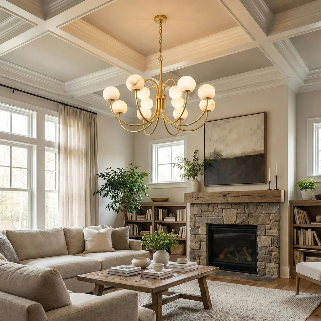Alabaster Forked Radial Globe Chandelier | wildoxy