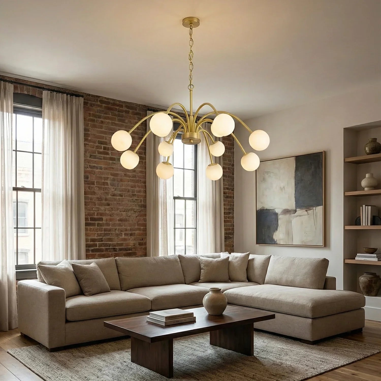 Alabaster Forked Radial Globe Chandelier | wildoxy
