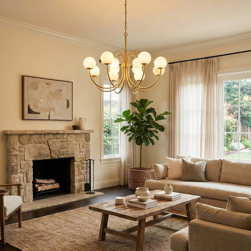 Alabaster Forked Radial Globe Chandelier | wildoxy