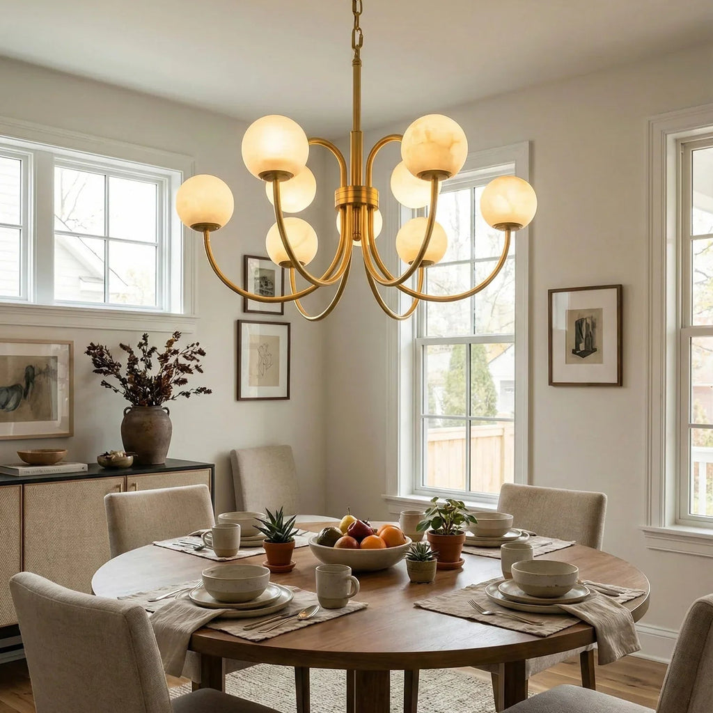 Alabaster Forked Radial Globe Chandelier | wildoxy