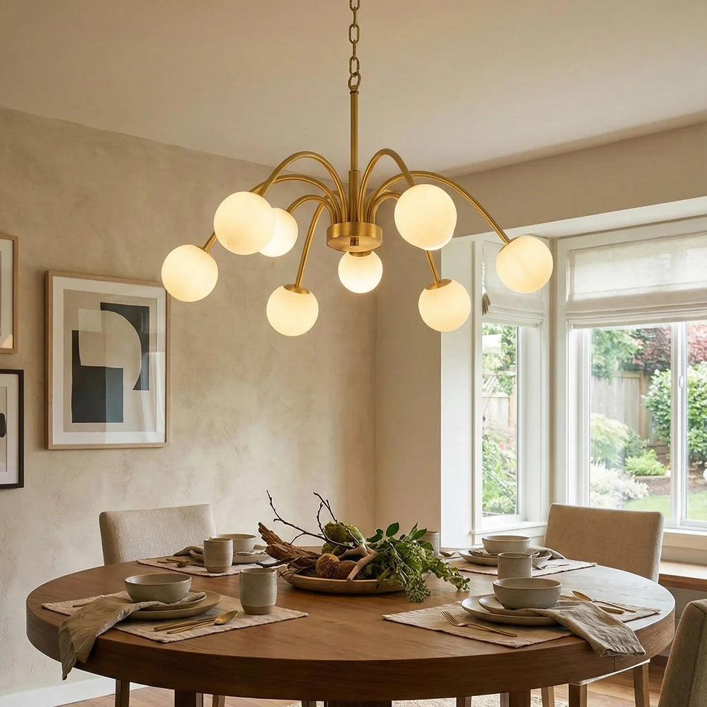 Alabaster Forked Radial Globe Chandelier | wildoxy