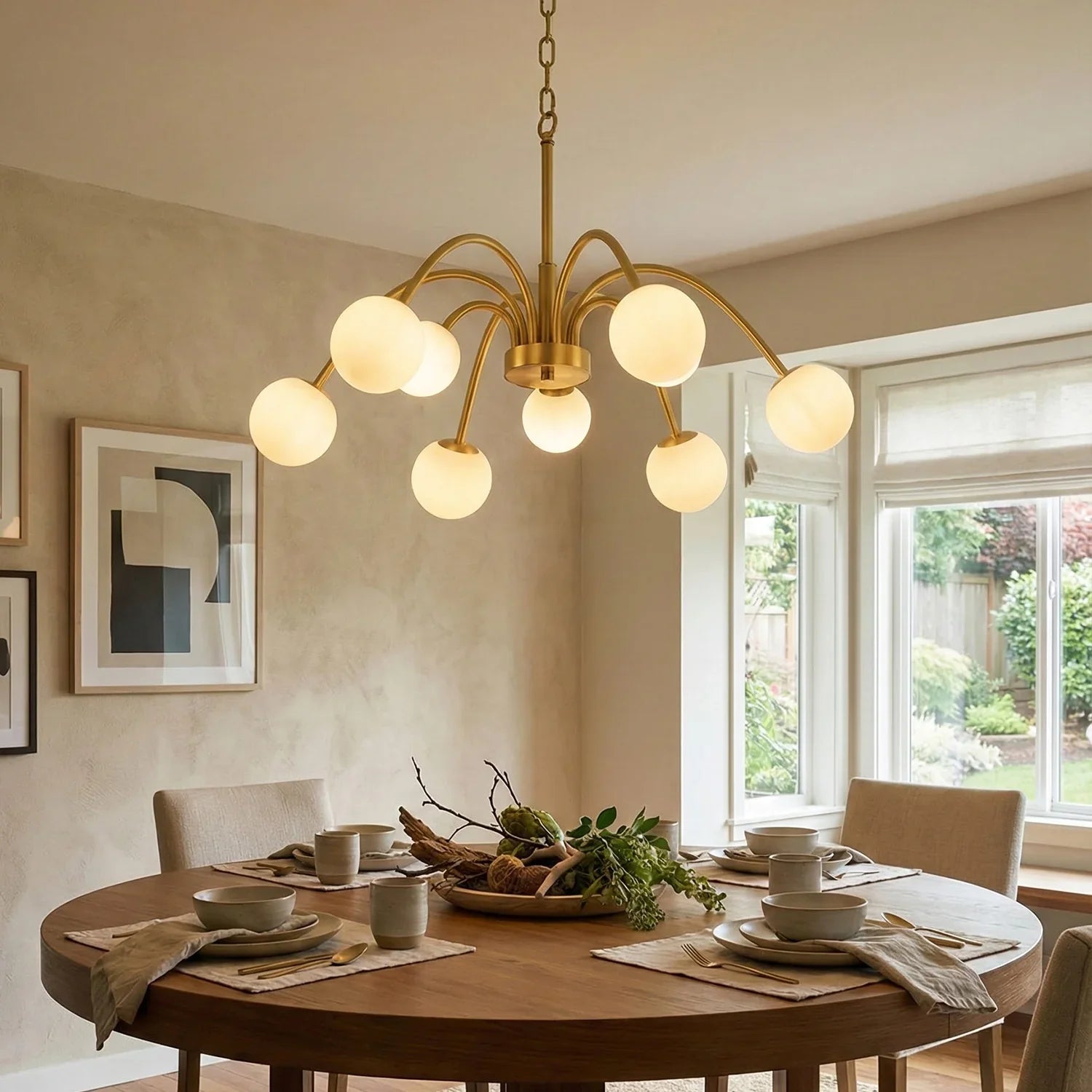 Alabaster Forked Radial Globe Chandelier | wildoxy