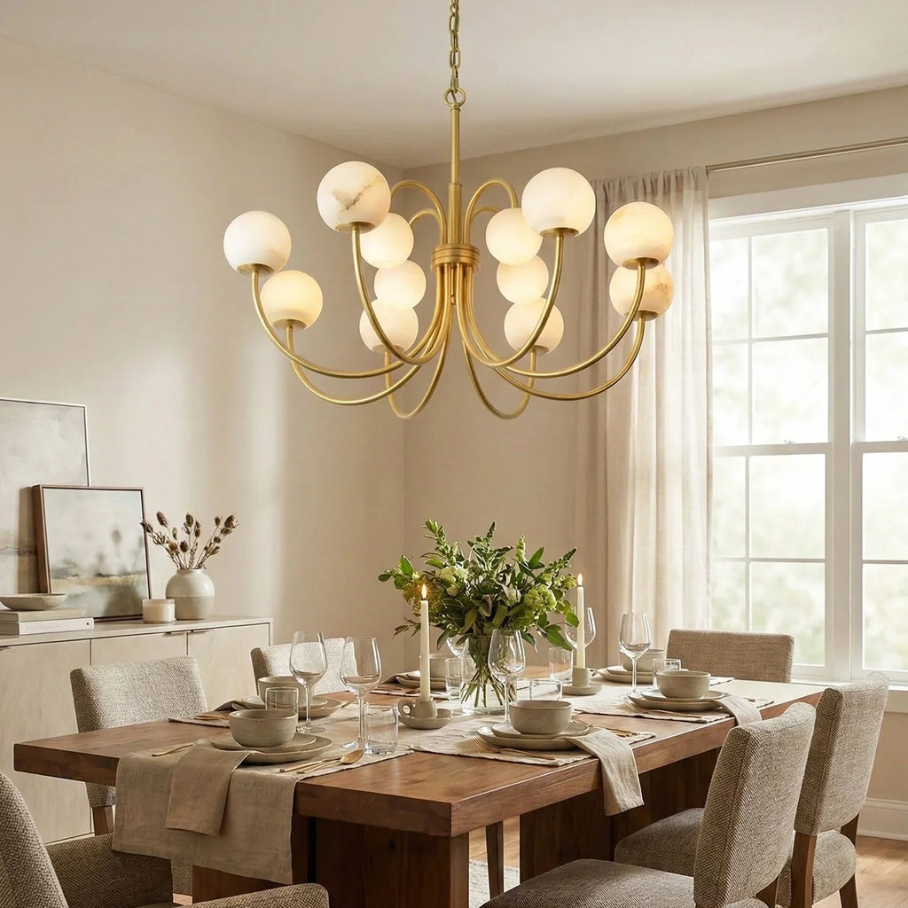 Alabaster Forked Radial Globe Chandelier | wildoxy