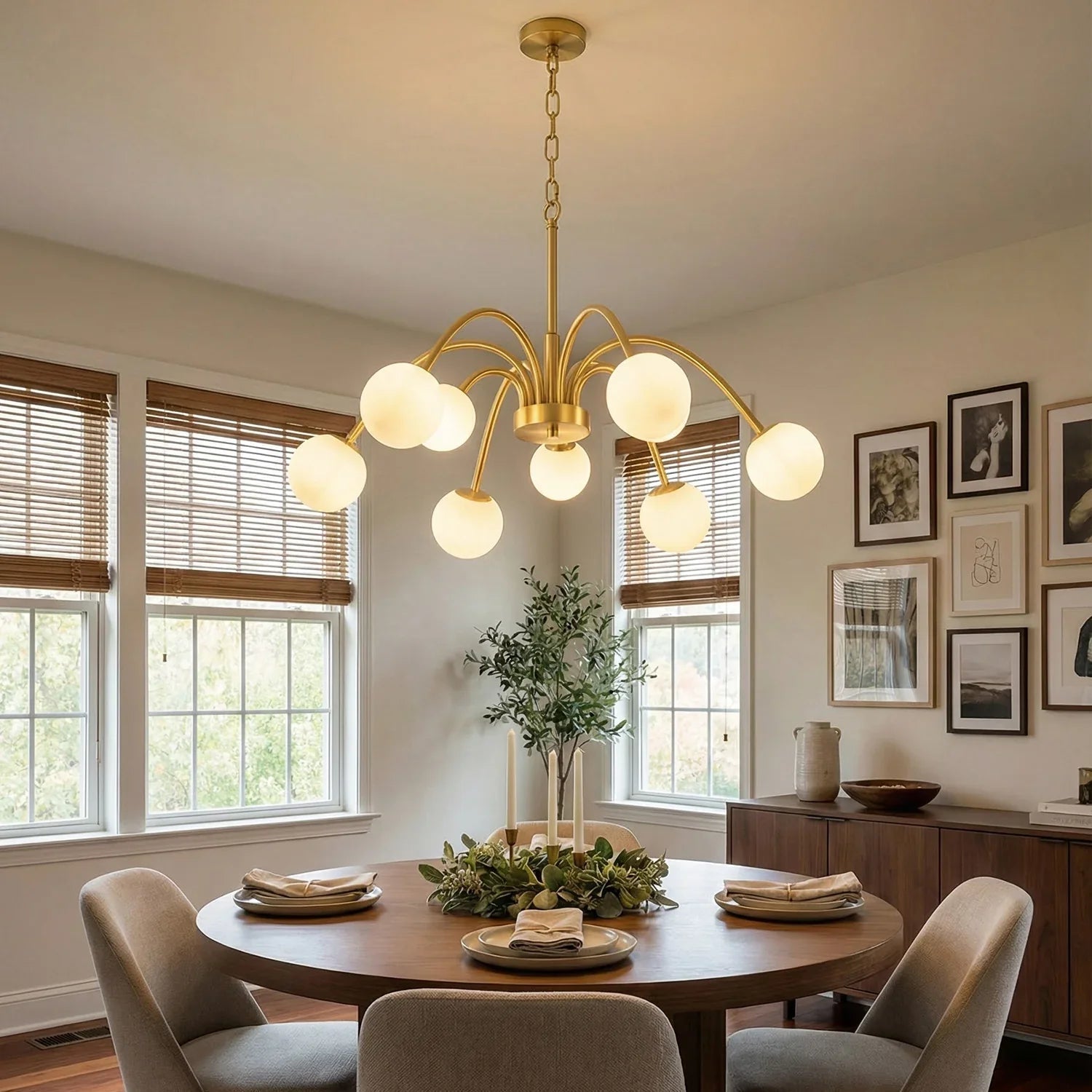 Alabaster Forked Radial Globe Chandelier | wildoxy