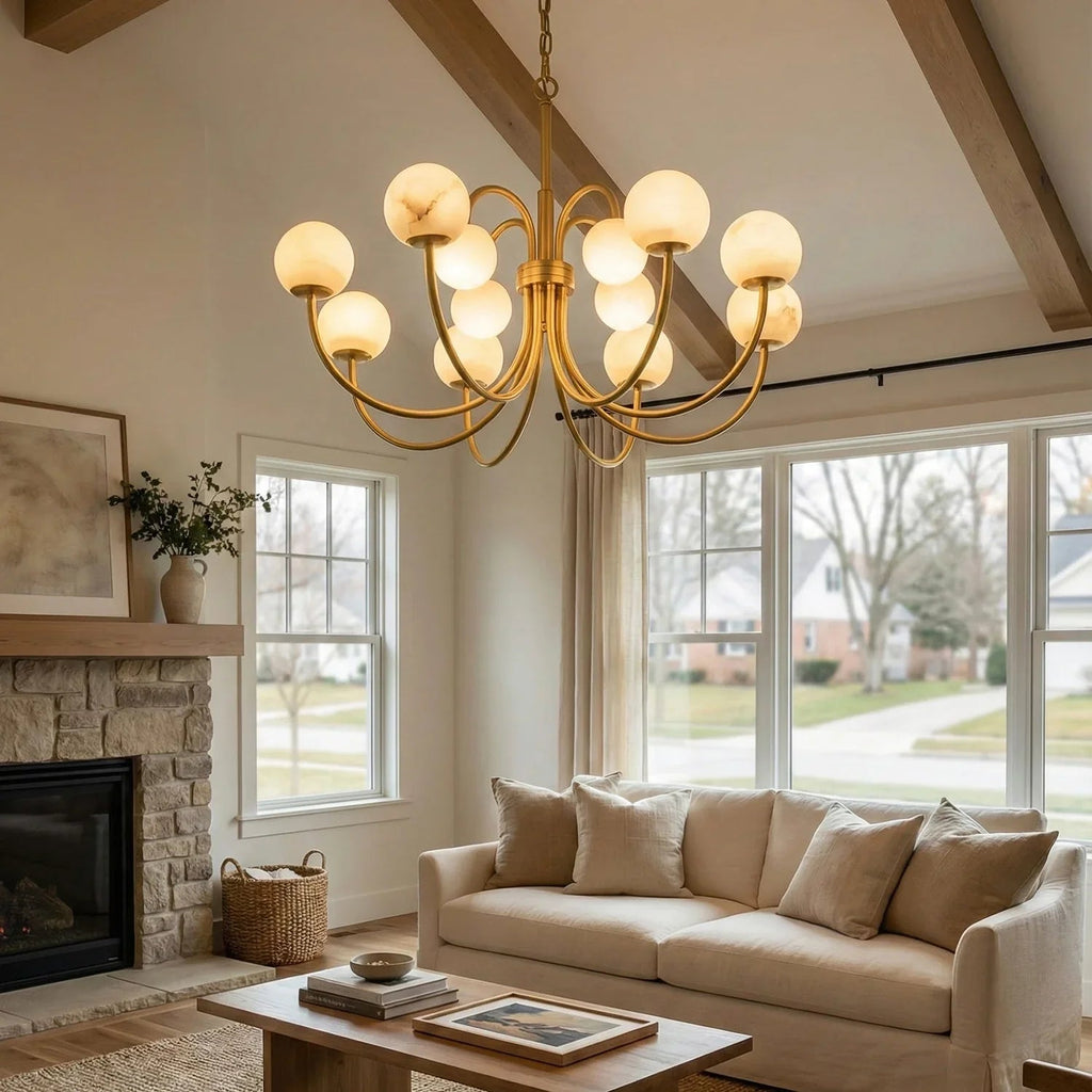 Alabaster Forked Radial Globe Chandelier | wildoxy