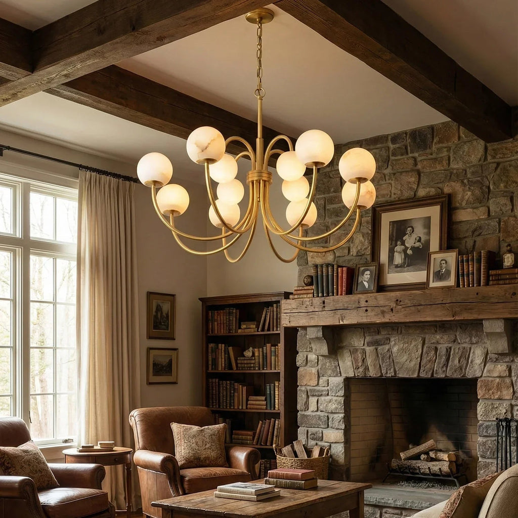 Alabaster Forked Radial Globe Chandelier | wildoxy