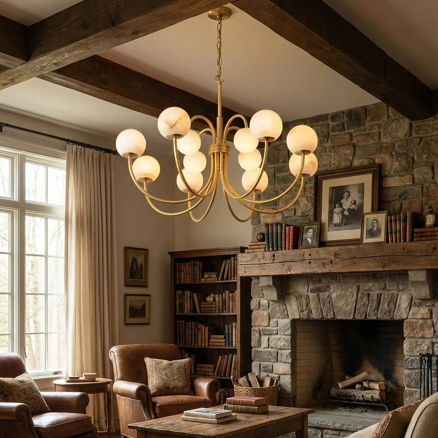 Alabaster Forked Radial Globe Chandelier | wildoxy