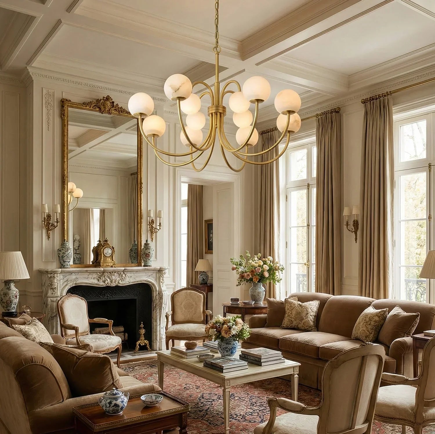 Alabaster Forked Radial Globe Chandelier | wildoxy