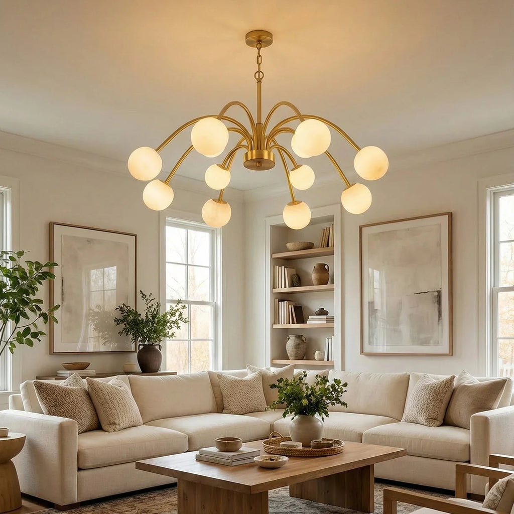 Alabaster Forked Radial Globe Chandelier | wildoxy