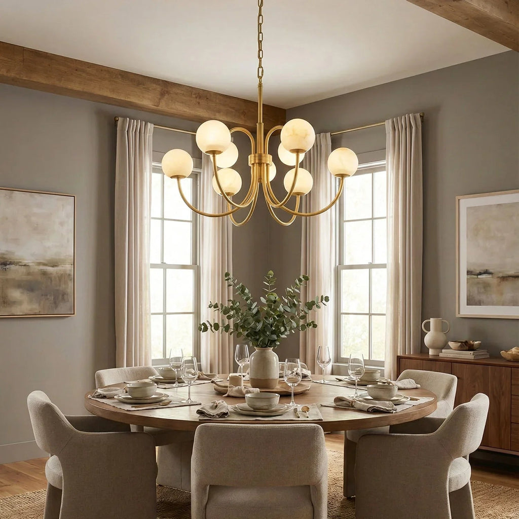 Alabaster Forked Radial Globe Chandelier | wildoxy