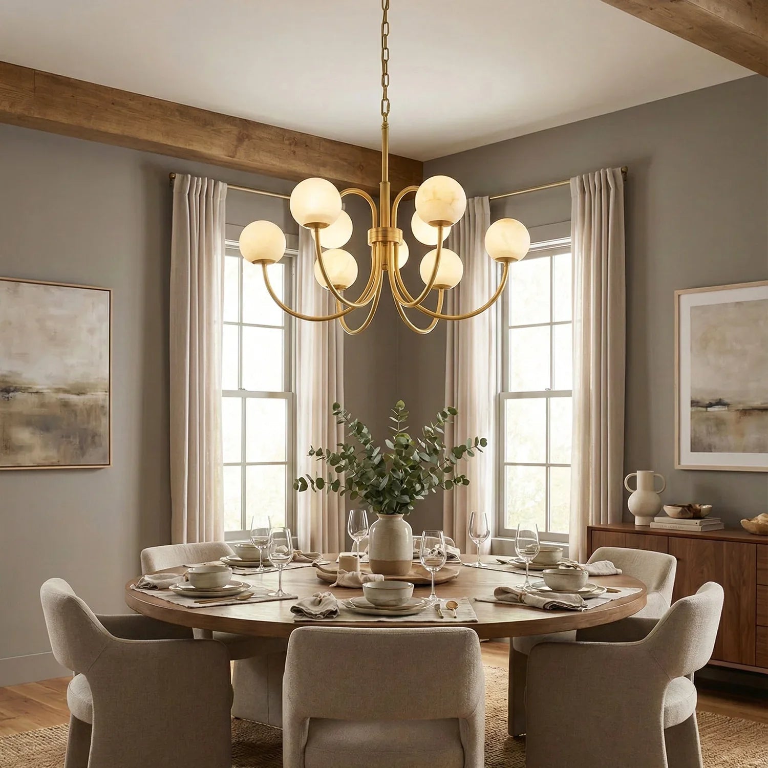 Alabaster Forked Radial Globe Chandelier | wildoxy