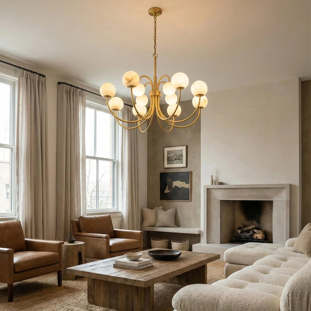 Alabaster Forked Radial Globe Chandelier | wildoxy