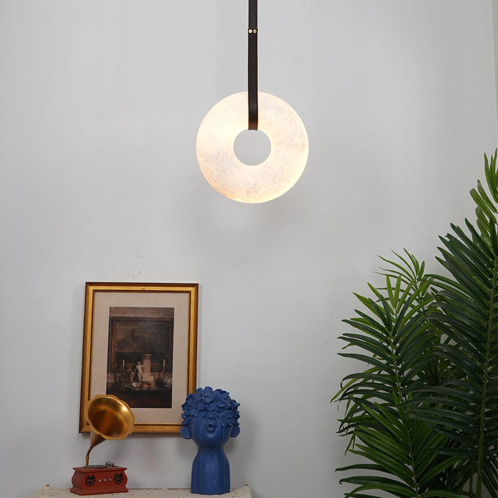 Alabaster Loop Leather Strap Pendant Light | wildoxy