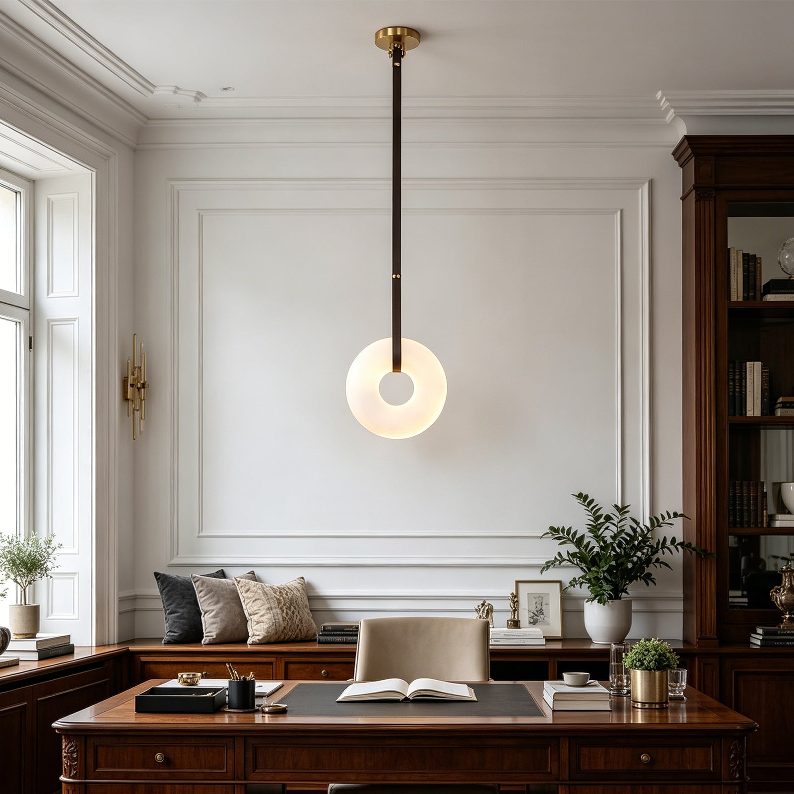 Alabaster Loop Leather Strap Pendant Light | wildoxy