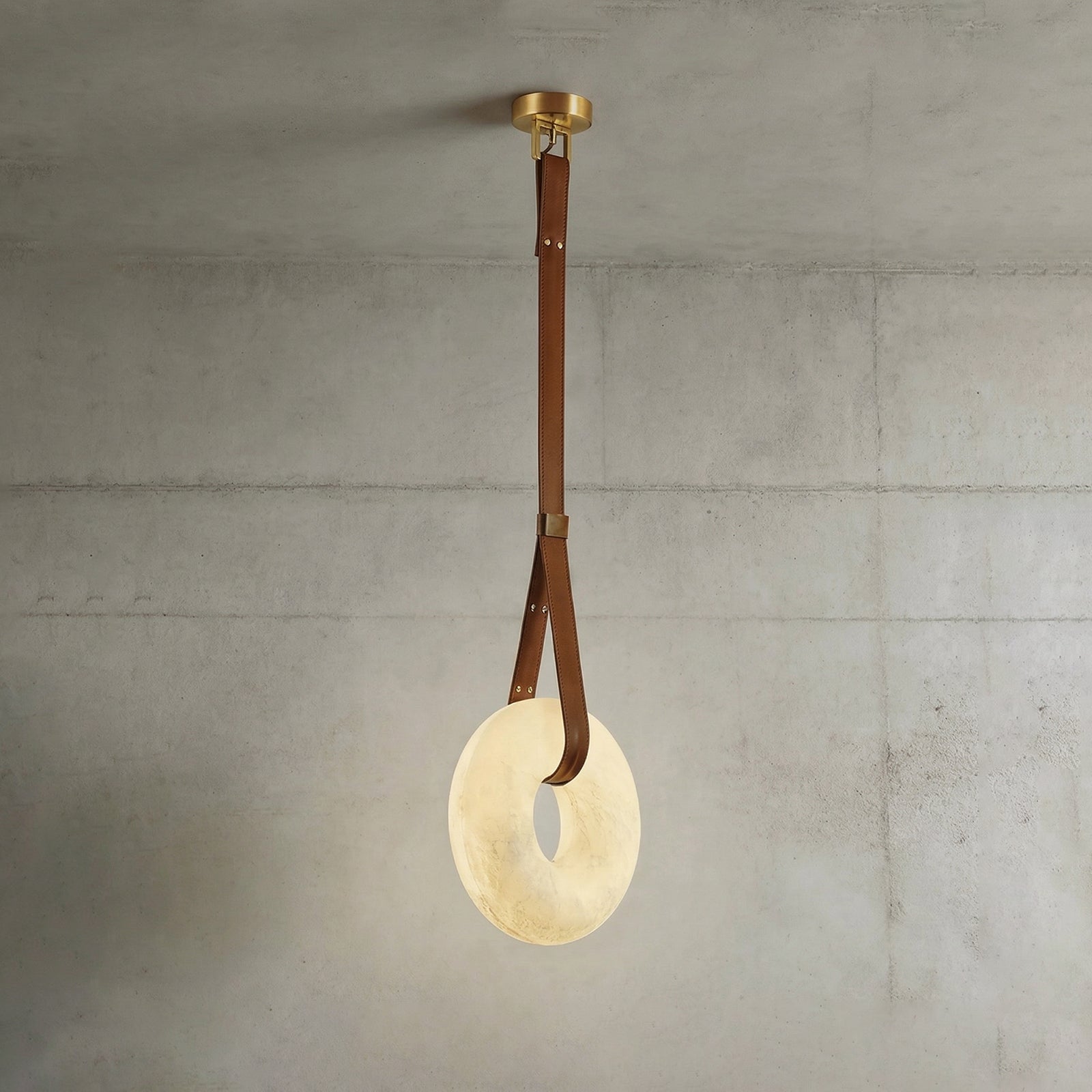 Alabaster Loop Leather Strap Pendant Light | wildoxy