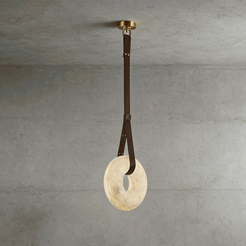 Alabaster Loop Leather Strap Pendant Light | wildoxy