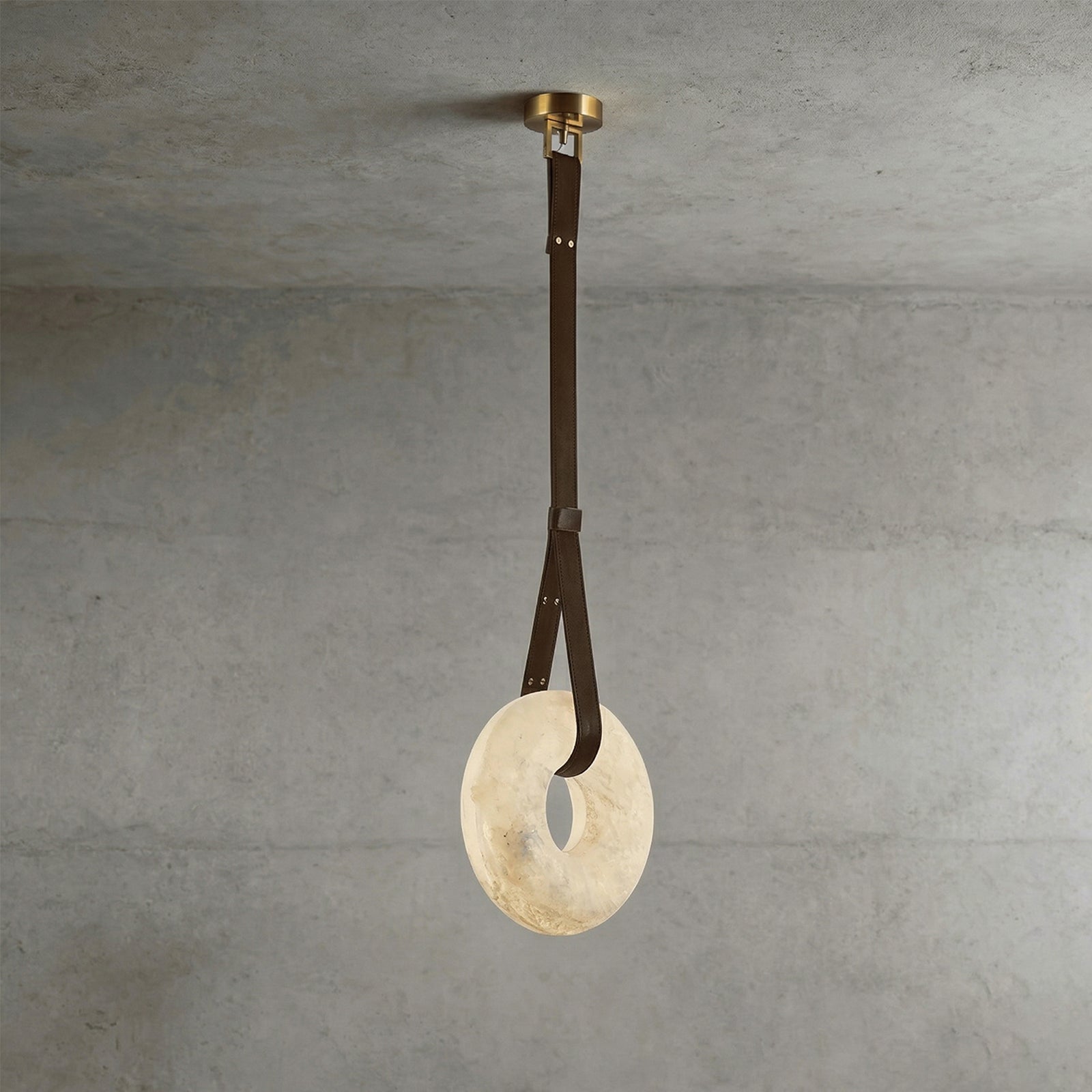 Alabaster Loop Leather Strap Pendant Light | wildoxy