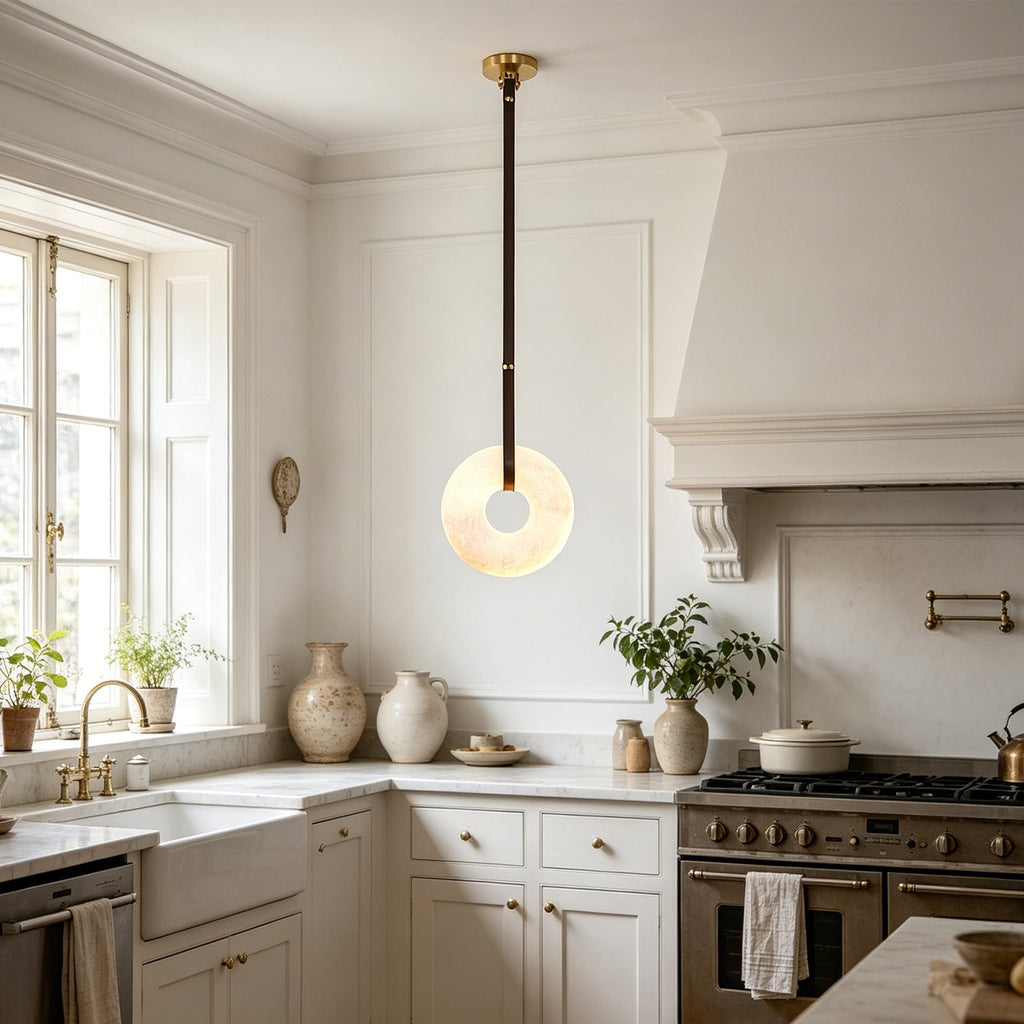 Alabaster Loop Leather Strap Pendant Light | wildoxy