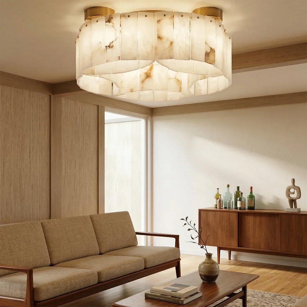 Alabaster Modern Brass Ceiling Lamp | wildoxy