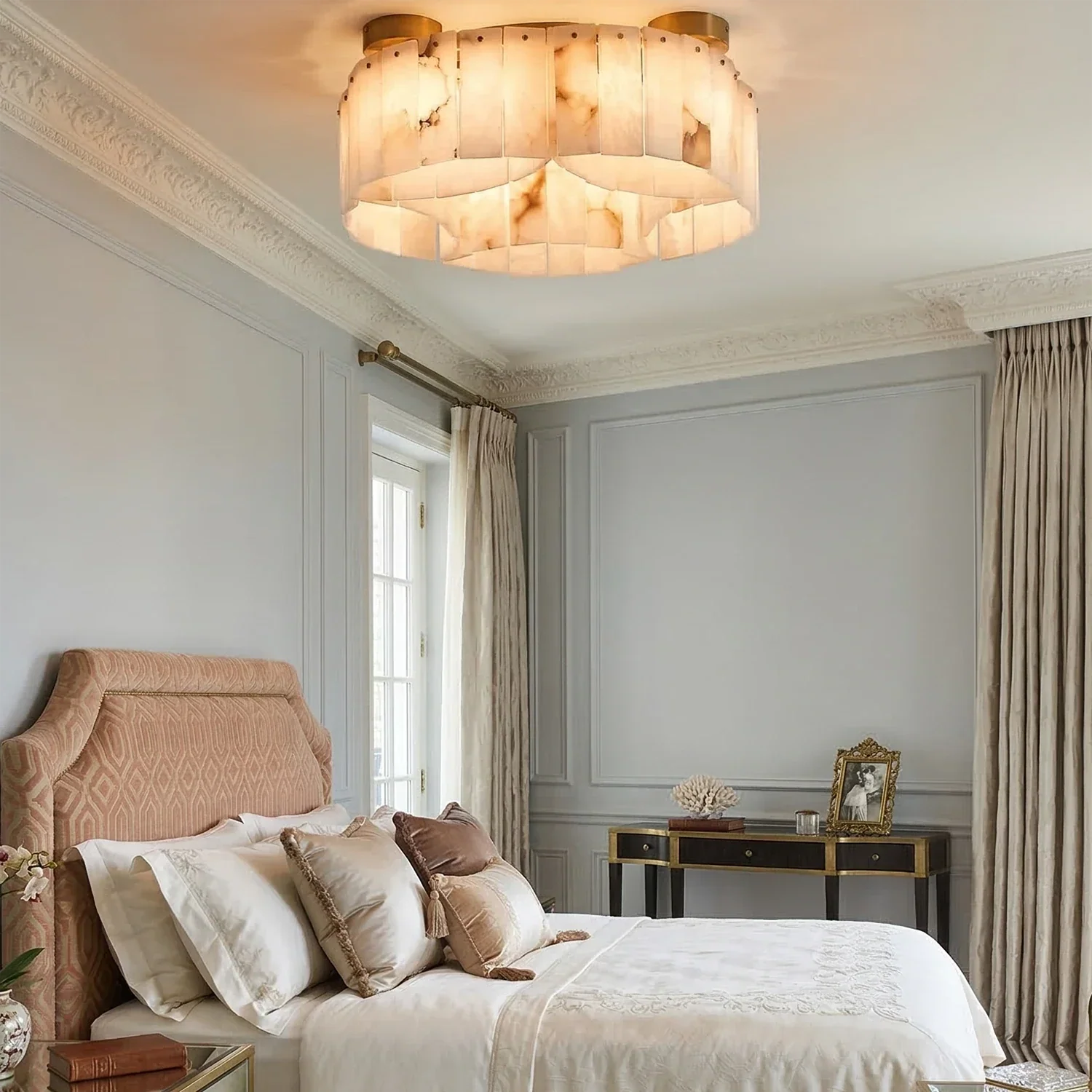 Alabaster Modern Brass Ceiling Lamp | wildoxy
