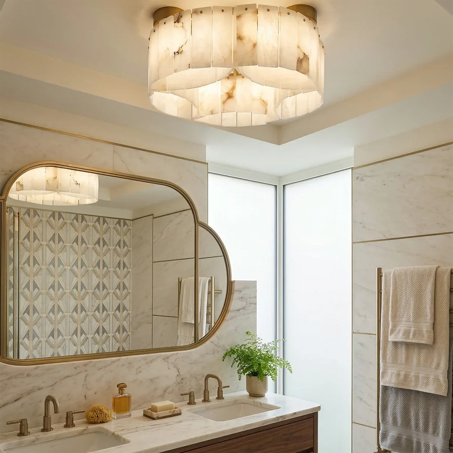 Alabaster Modern Brass Ceiling Lamp | wildoxy