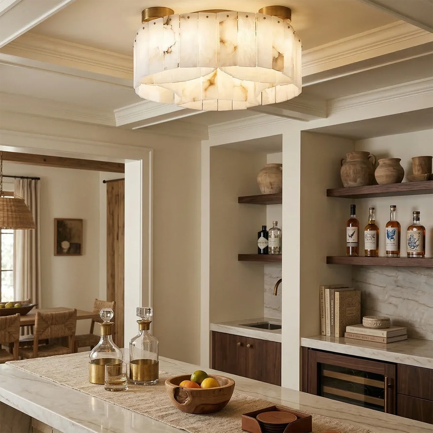 Alabaster Modern Brass Ceiling Lamp | wildoxy