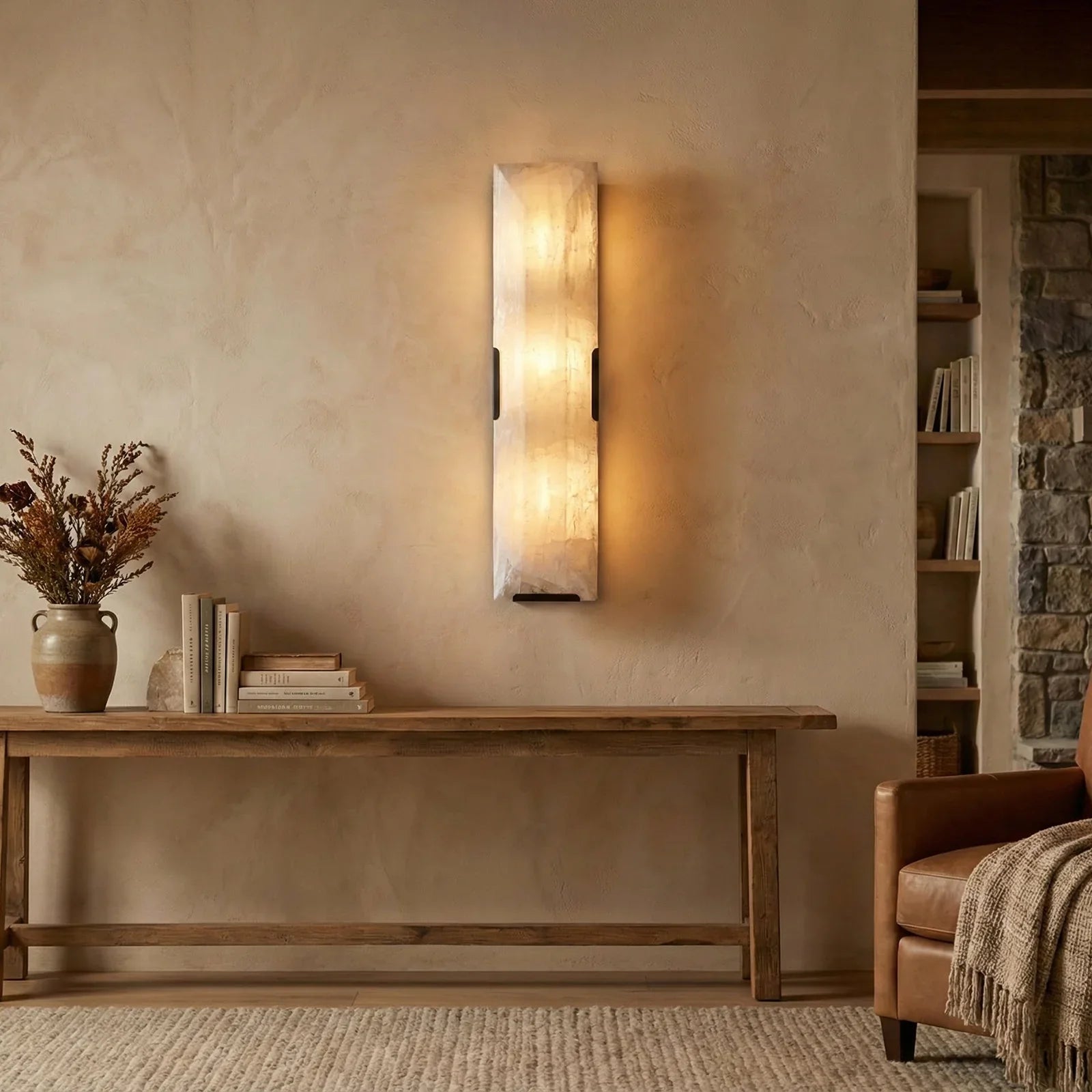 Alabaster Rectangular Wall Lamp | wildoxy