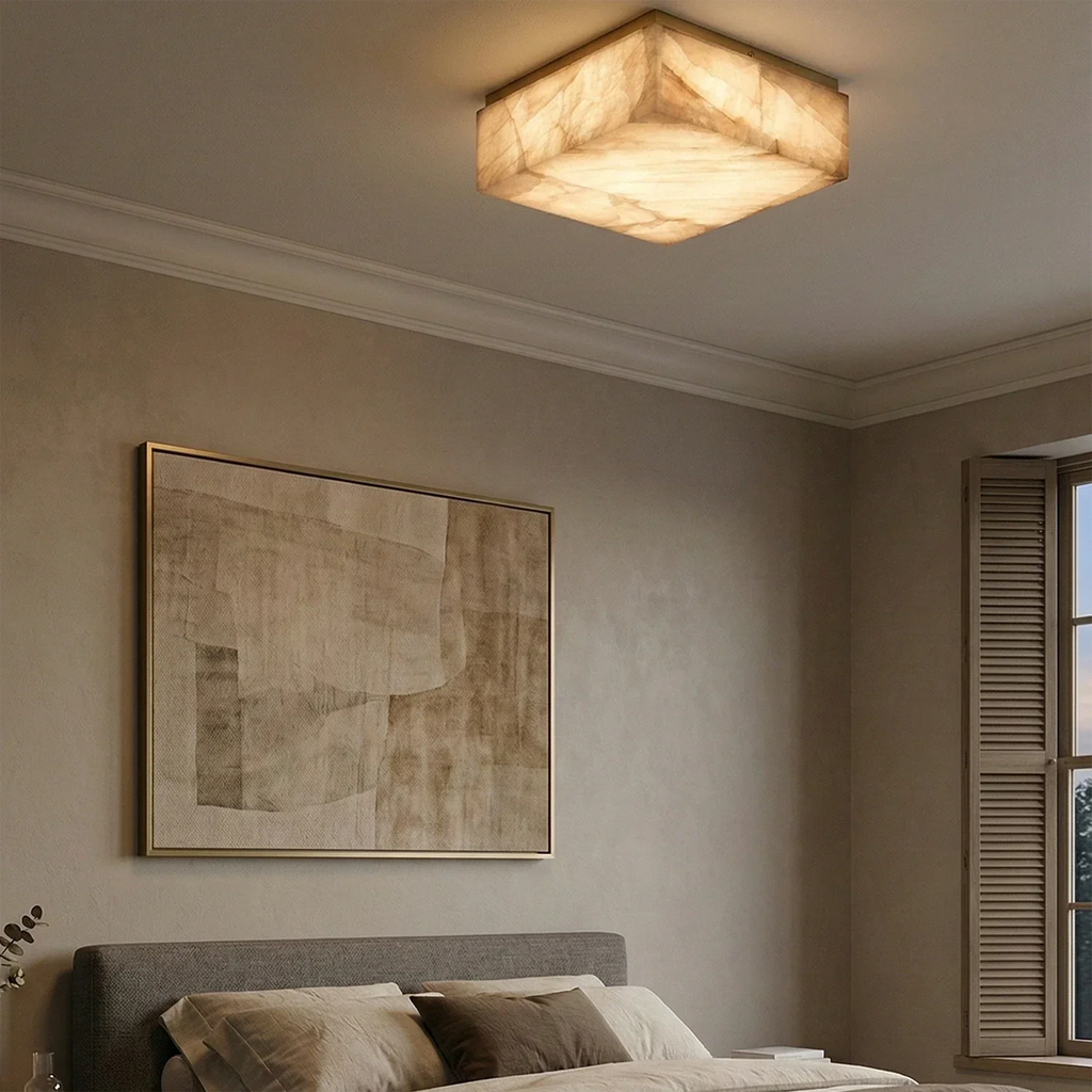 Alabaster Riviera Square Ceiling  Lamp | wildoxy