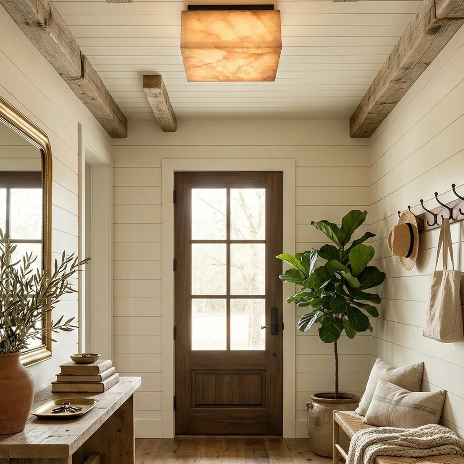 Alabaster Riviera Square Ceiling  Lamp | wildoxy